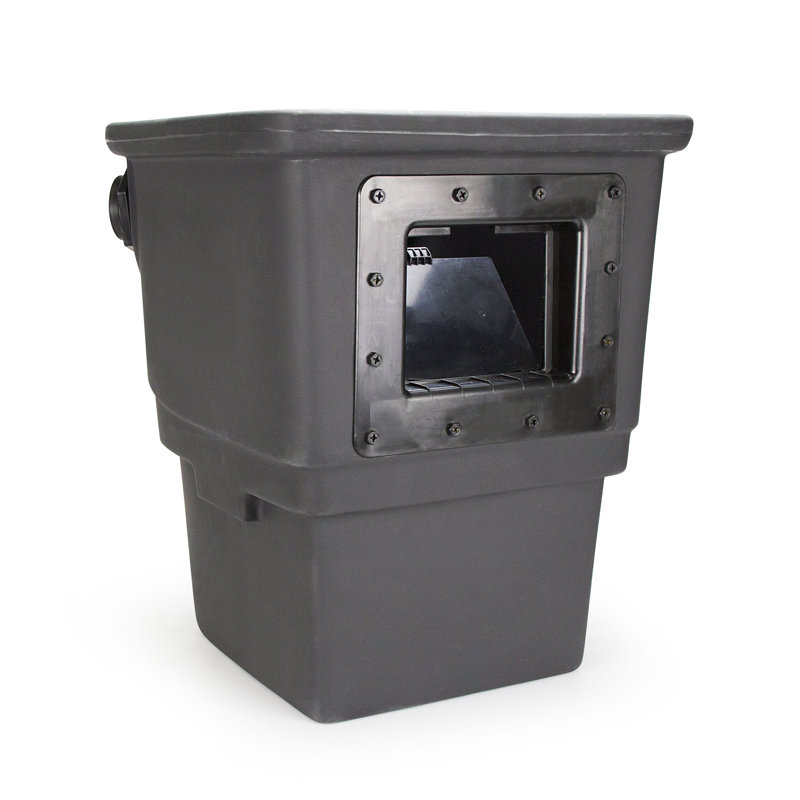 Black High-Density Polyethylene Pond Skimmer with Faux Rock Lid