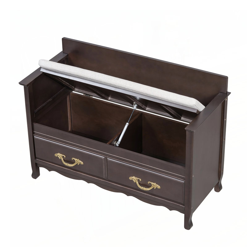 Shoe Bench, Retro Shoe Storage Bench with Safe Soft-Close Devices, Storage Chest with Hidden Storage and Cushion for Entryway, Hallway, Living Room