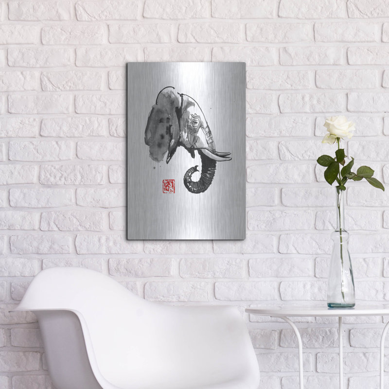 «Elephant Profile» par Pechane sur métal, H 24 po x l 16 po