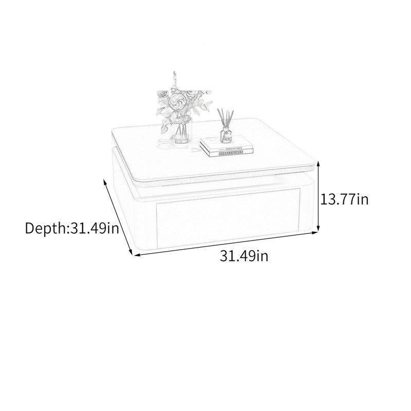 Table basse moderne avec rangement, 13.77" H x 31.49" W x 31.49" D, White