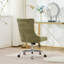 Fauteuil de bureau chenille capitonné à boutons avec base en métal chromé, chaise de bureau pivotante réglable-882612693