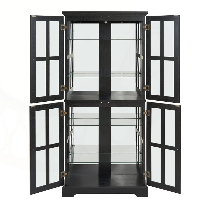 Curio Display Gorrell with Adjustable Shelves and Glass Doors, Ideal for Showcasing Collectibles in Home or Office, E26 Bulb Included