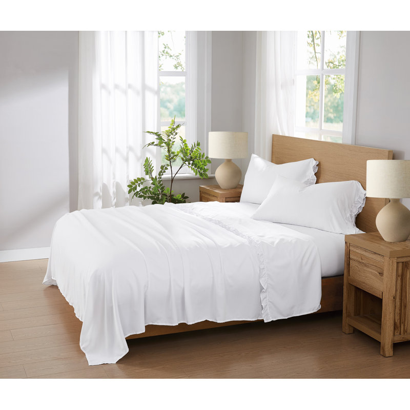 Truly Soft Solid Ruffle Sheet Set, White, Full