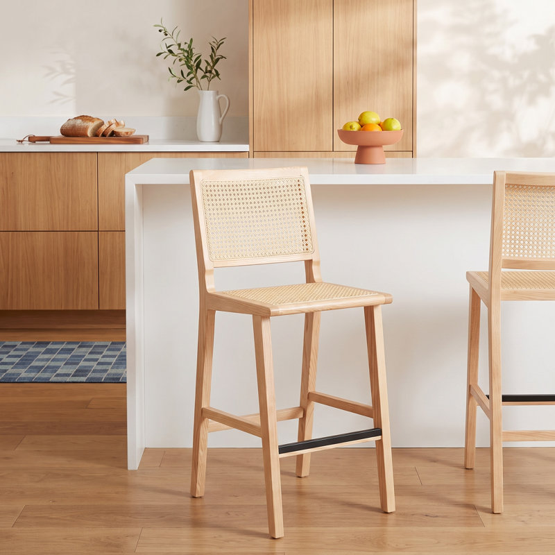Atticus Counter Stool with Solid Wood Frame, Natural, Bar Stool (29.5" Seat Height)