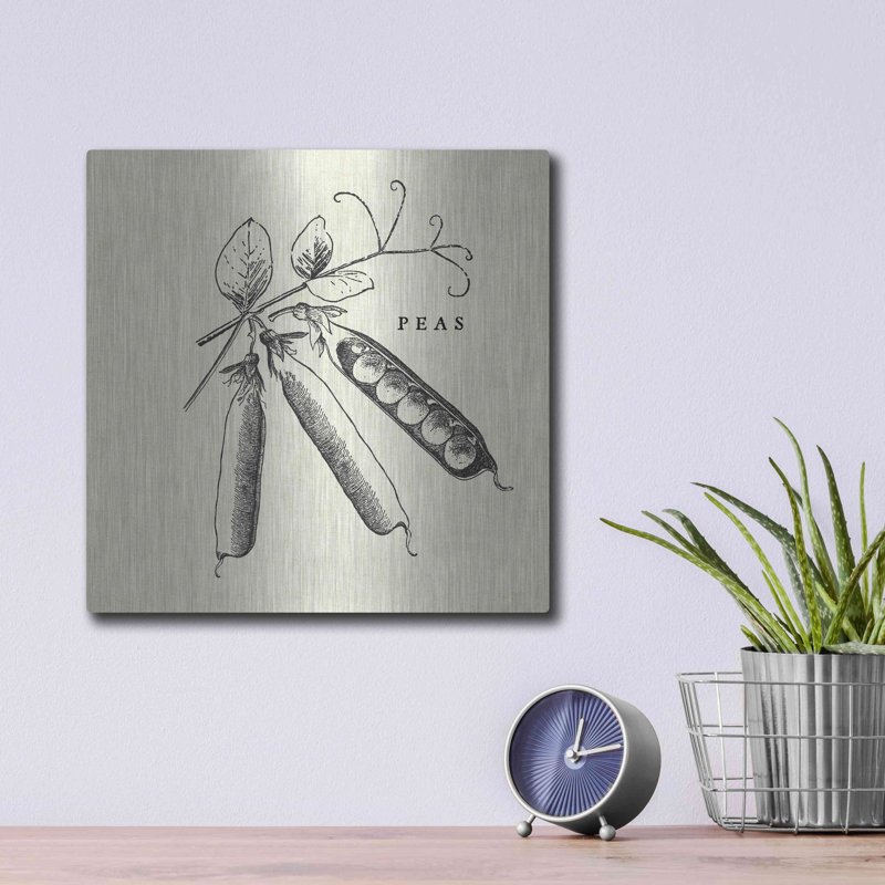 «Linen Légumes BW Esquisse Pois» par Studio Mousseau, H 12 po x l 12 po