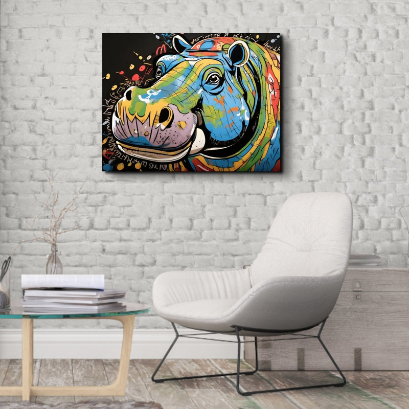 " Hippo Graffitianimals ", 15" H x 18" W