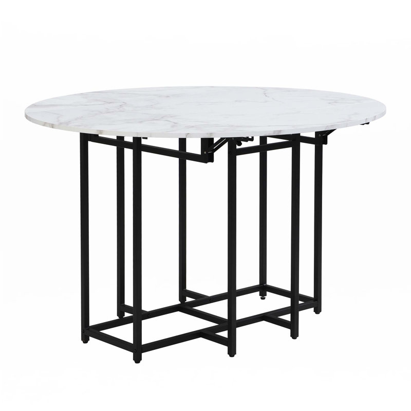 5-Piece Extendable Kitchen Dining Table Set, Beige, Black