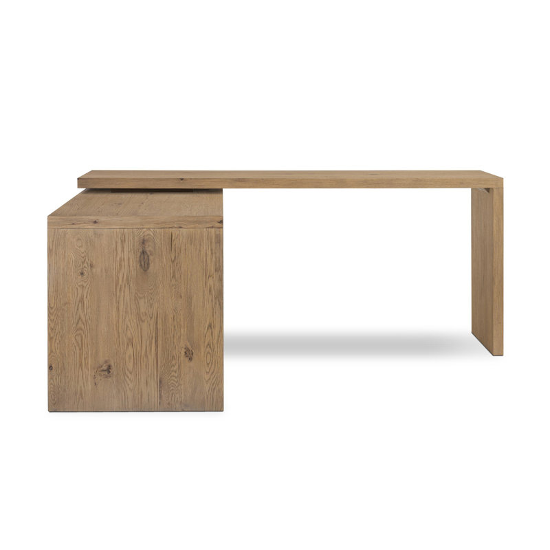 NOAH Solid Wood Modular Executive Desk, Aged Smoked Oak, Right Rotation