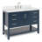 Moille Lequetta 49" Single Bathroom Vanity in Midnight Blue, with 1.5 Pure White Quartz Top, Oval Sink-1017939136-1064586438