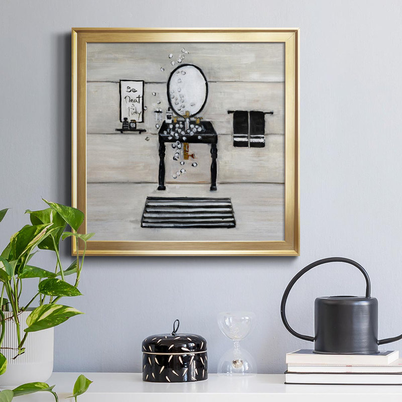 Neat And Tidy Bath - Cadre photo, reproduction d'art sur toile, Or, H 26,5 po x l 26,5 po x P 1,5 po