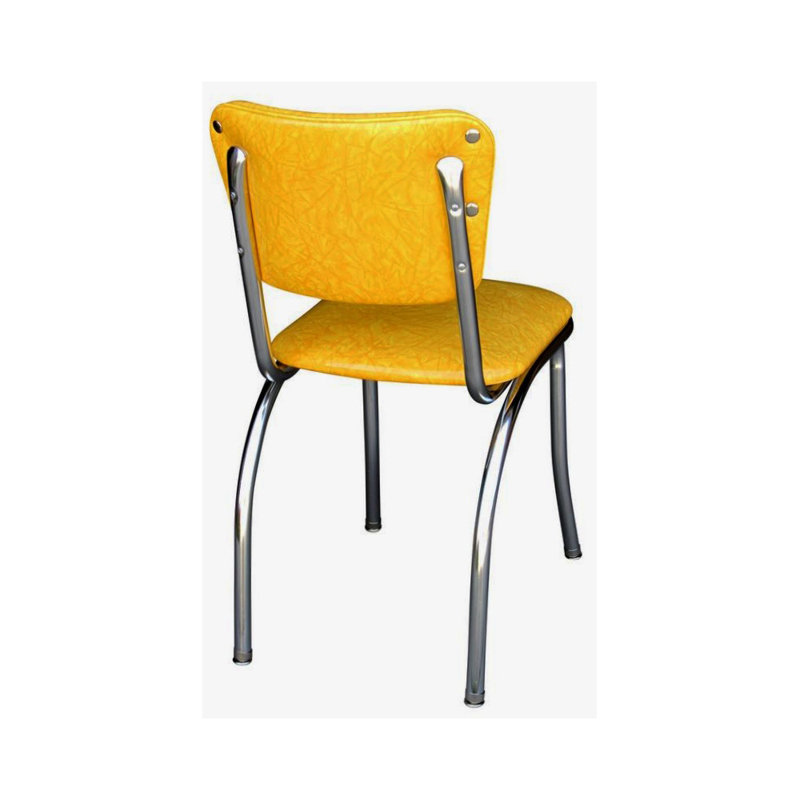 Chaise de salle à manger rembourrée rétro, Jaune craquelé