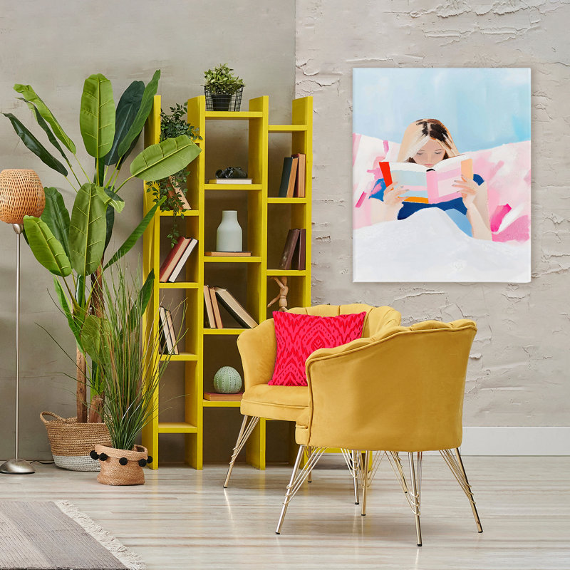 Cozy Reading In Bed Canvas, design by The Prints Vibe, 40 x 30