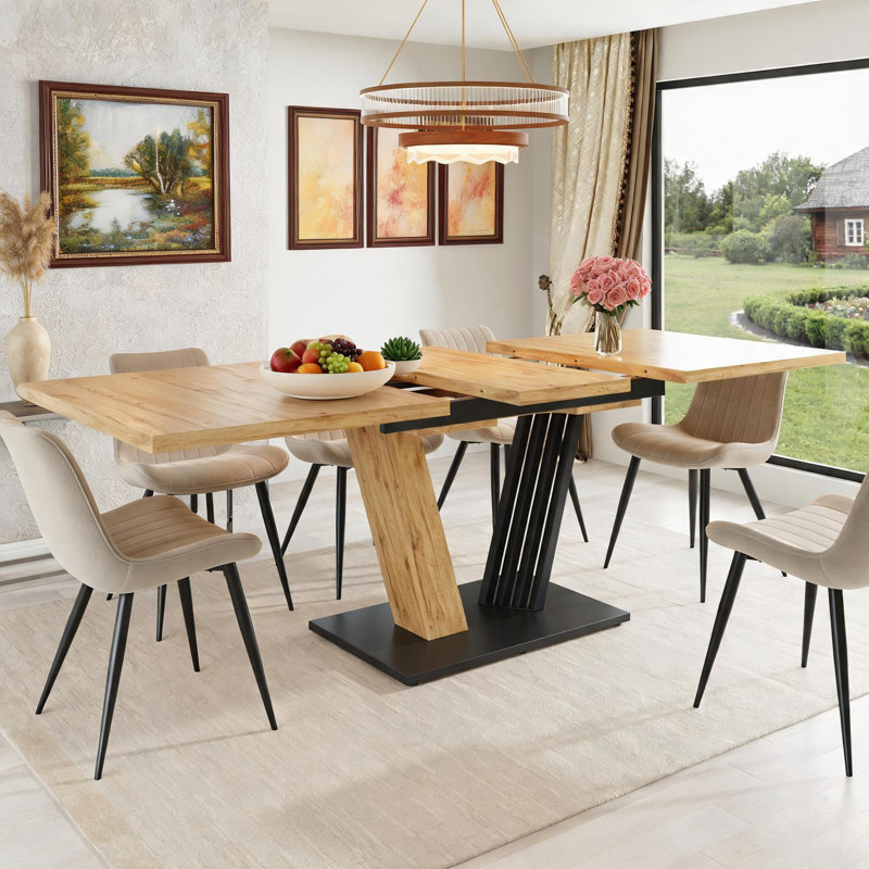 Extendable Metal Base Dining Table