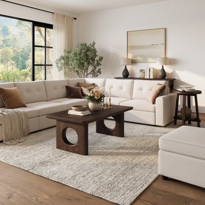 Solid Wood Coffee Table with Geometric Legs