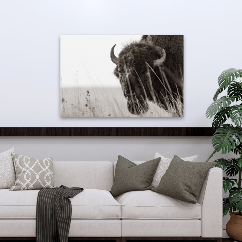 Contemporary Bison Sunset BW, 48" H x 32" W