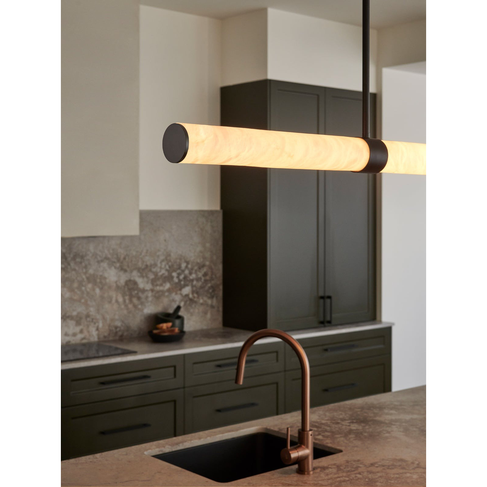 Conners Single Light Alabaster Dimmable LED Pendant, Black