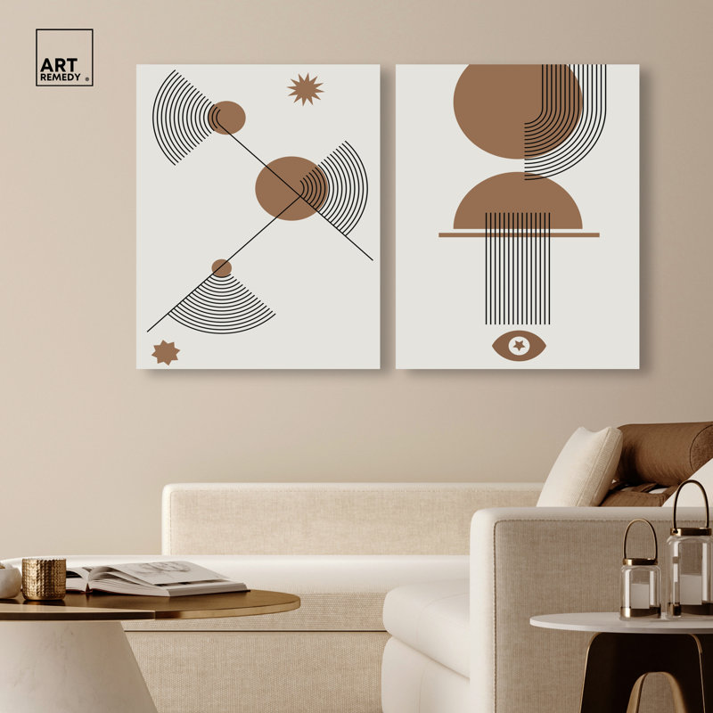 Ensemble de décorations murales abstraites Boho par Art Remedy, 30 x 36, 36"H x 30"W, Gallery Wrapped
