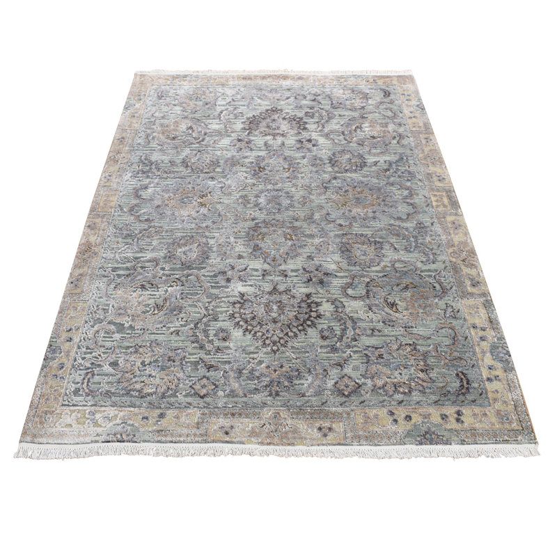 Tapis unique New Age de 4 pi 1 po x 6 pi 2 po Asharra en brun; Gris