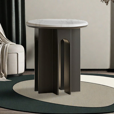 Marble Coffee Table with Carbon Steel Frame
