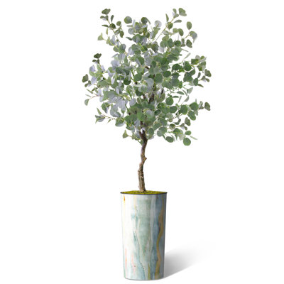 66 " H Faux Eucalyptus Tree in Plastic Planter