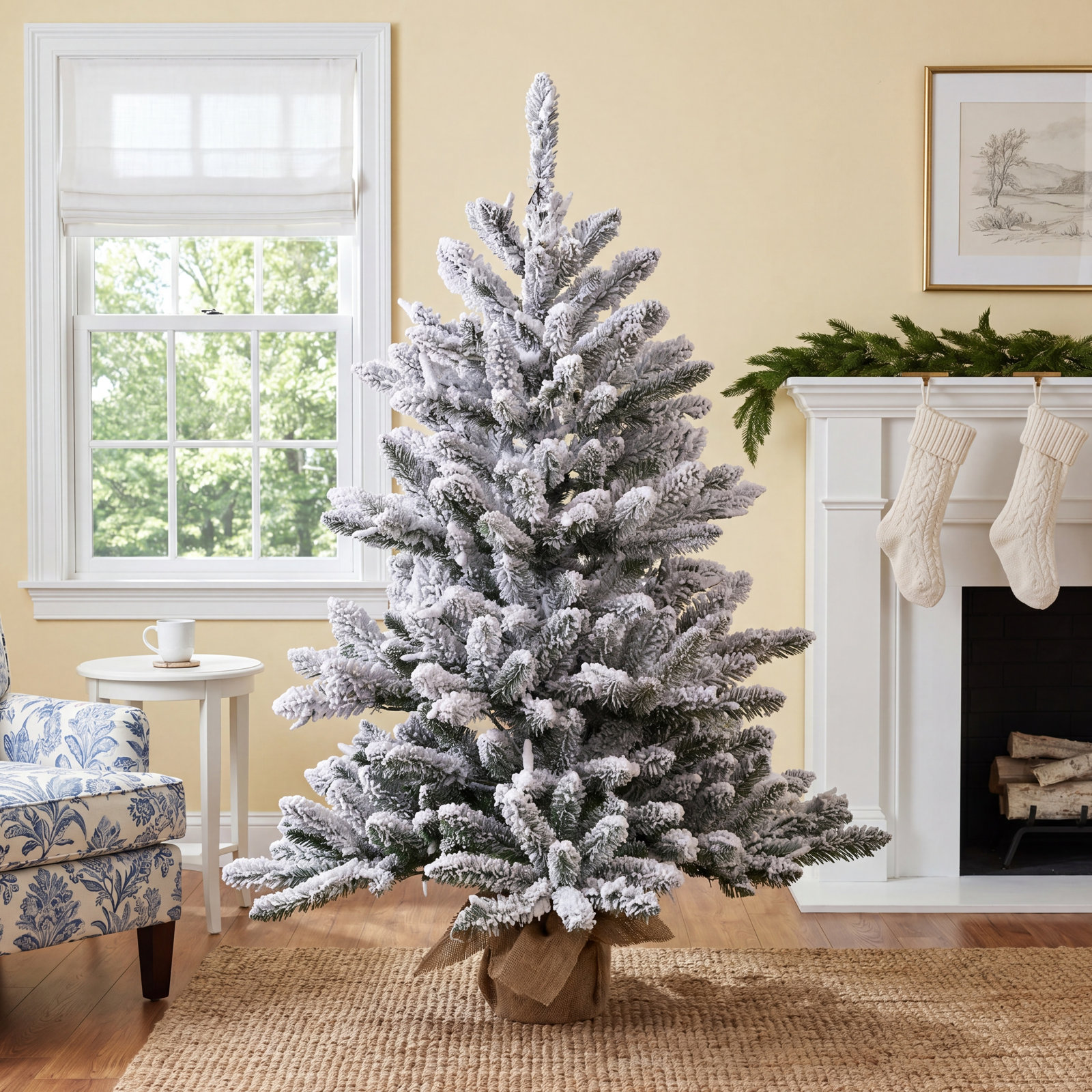 Flocked Anoka Pine Pre-Lit Christmas Tree, 2.5'H