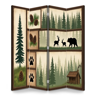 Cloison pliante 4 panneaux paravent Royal Forest