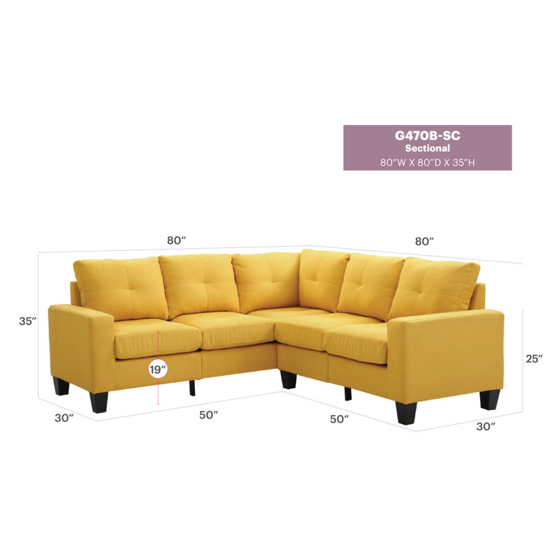 Canapé modulaire Modern Canapé Glory Furniture, Jaune