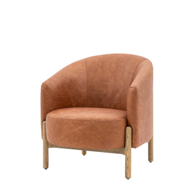 Mickela Upholstered Top Grain Leather Armchair