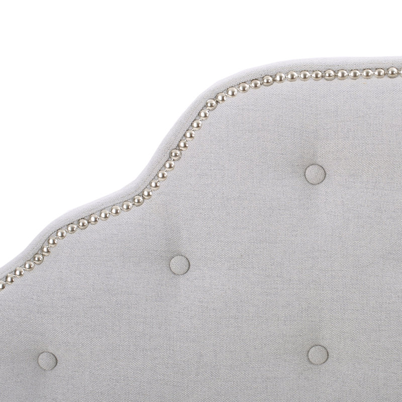 Tufted Upholstered Headboard Twin Size, Solid Wood Head Board With Durable Metal Legs, Adjustable Height Twin Headboard With Nailhead Trim,Fabric Headboard In Modern Button Tuffted Design