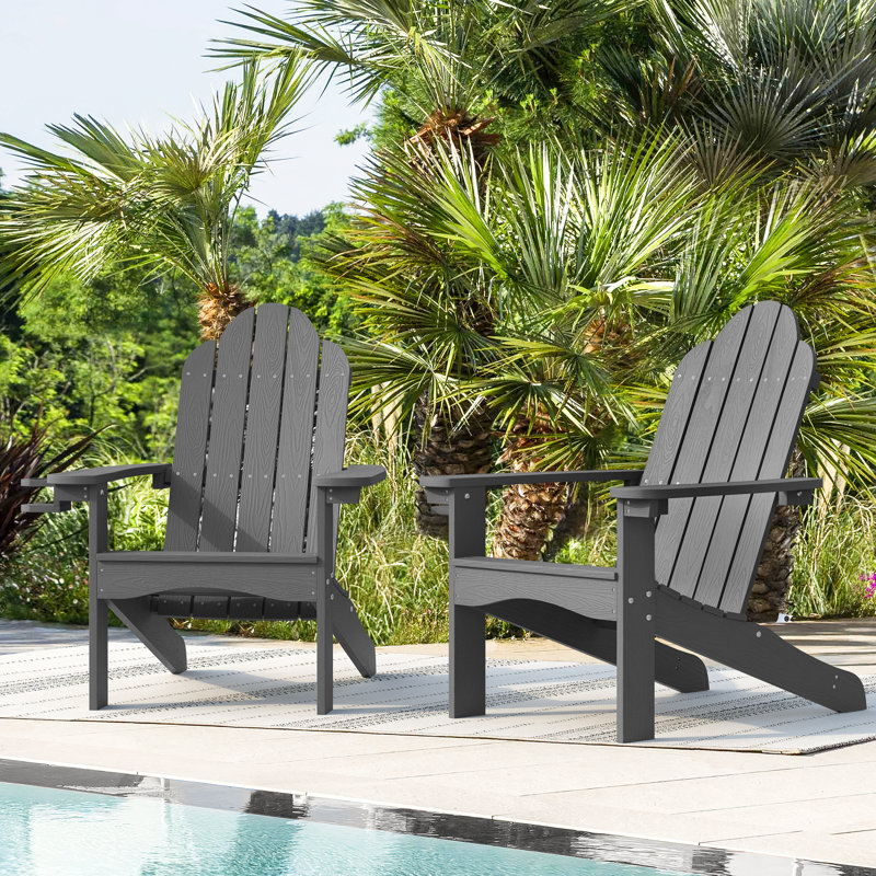 Chaise Adirondack en plastique Hackneyville, Gris foncé