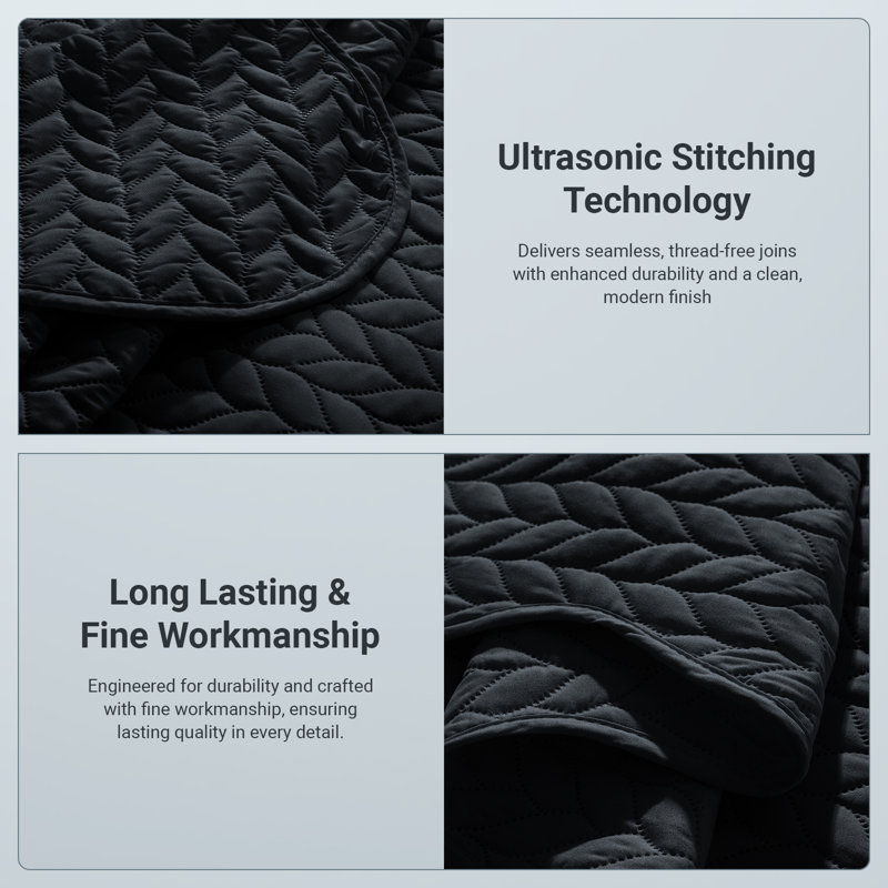 Ensembles de couvre-lit simple en relief élégants avec literie en microfibre matelassée douce, Gris anthracite