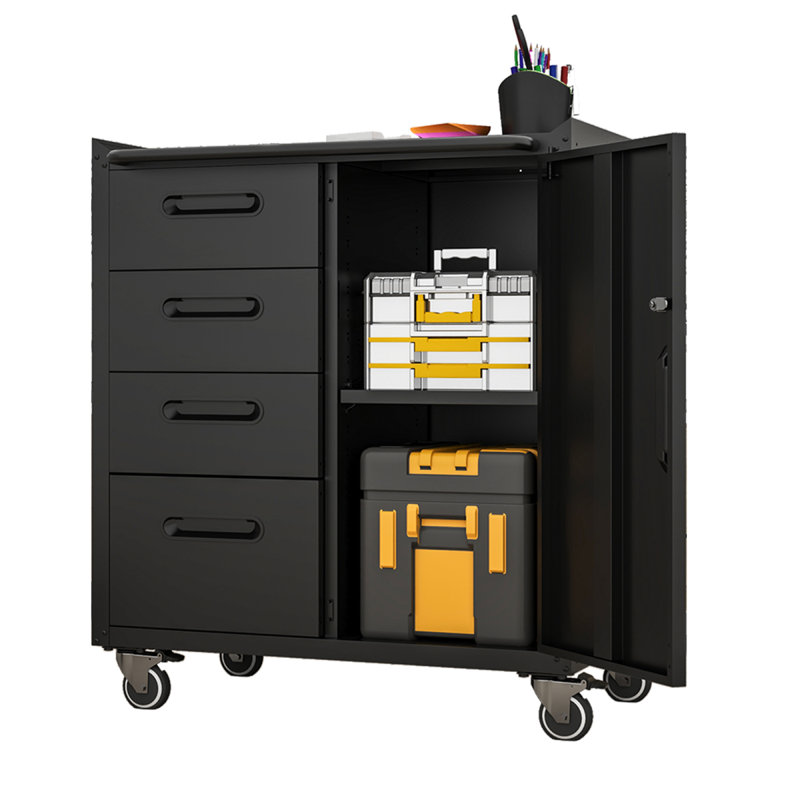 Armoire de rangement robuste en métal avec roulettes - Armoire de rangement pour outils