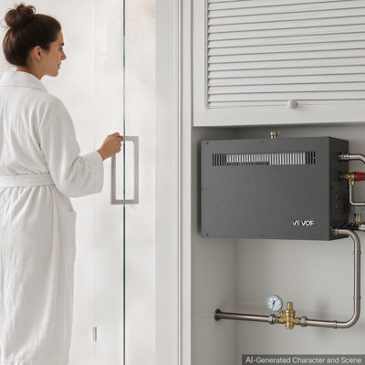 Générateur de vapeur, système de douche vapeur domestique de 11 kW avec mode de préchauffage, pour salles de bains, saunas, spas, raccordement direct à l'eau, commandes tactiles, remplissage et vidange automatiques, 25-55 °C, minuterie 24 h, 7-11 m³