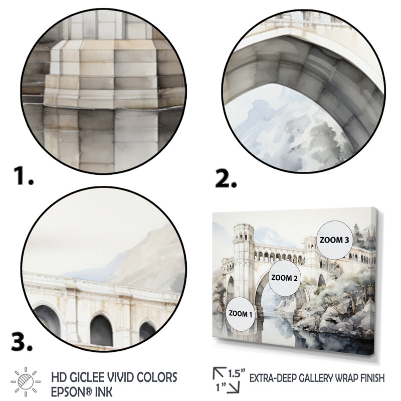 «Lynli Grey Bridge Minimalist Archway I», reproduction sur toile, Toile tendue, H 16 po x l 32 po x P 1 po