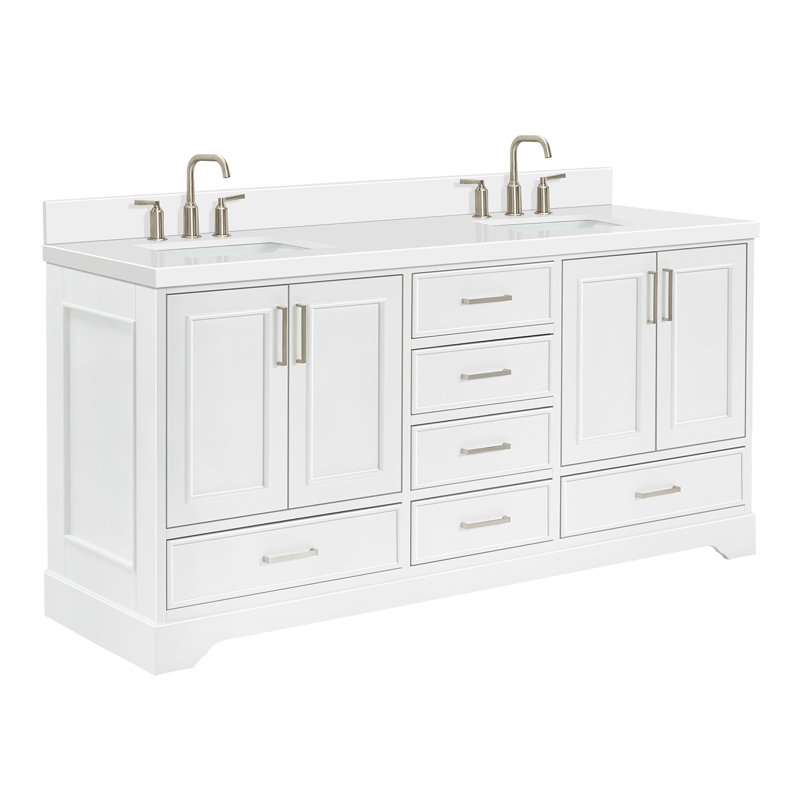 Ensemble de meuble-lavabo double 73 po Abshire, Blanc