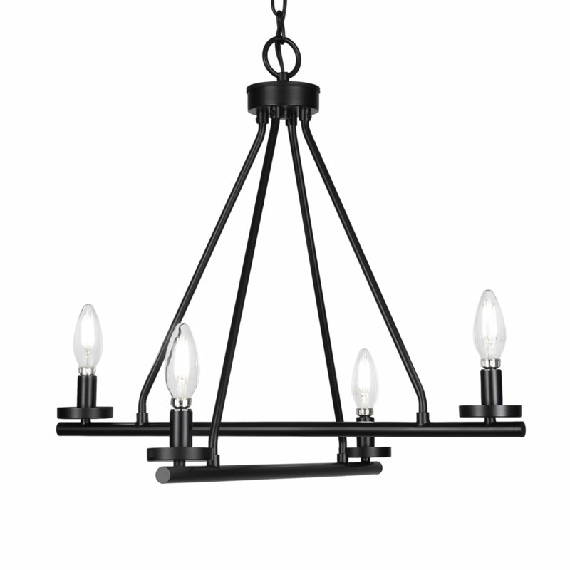 Trinity 4 Light Uplight Chandelier, Matte Black
