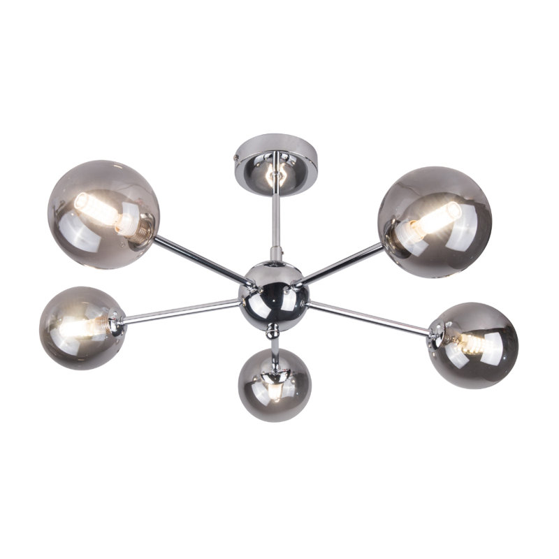 Andri Glass Semi Flush Mount, Polished Chrome