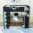 Full Size Wooden Loft Bed, Storage Shelves, RGB Lighting, Charging Station and Drawer-227747209