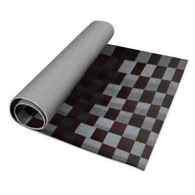 Checkered Brown Indoor and Outdoor Area Rug