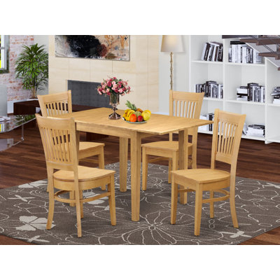 Ensemble de salle à manger 5 pièces comprenant une table de salle à manger rectangulaire avec Dropleaf et 4 chaises en bois de chêne