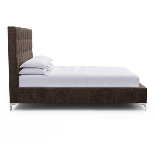 Bryant Upholstered Bed, Plush Velvet Haze, Queen, Ebony