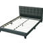 Lit plateforme double moderne avec tête de lit capitonnée en polyfibre gris anthracite, aucun sommier requis-212446032