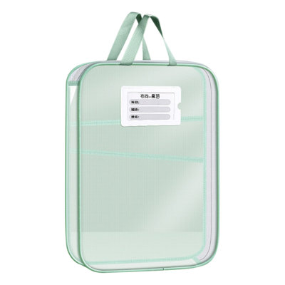 Backpack L-shaped Subject Bag Subject Classification Bag Transparent Mesh File Bag Zipper Style Large Opening Student Exam Tote Bag