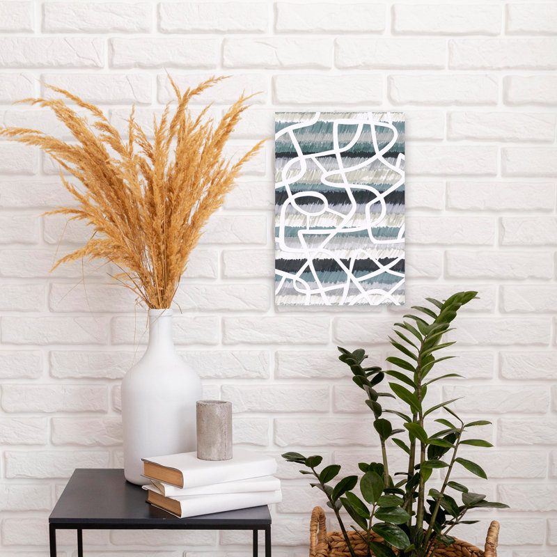 "Winding Lines", art abstrait abstrait géométrique contemporain, 18" H x 12" W