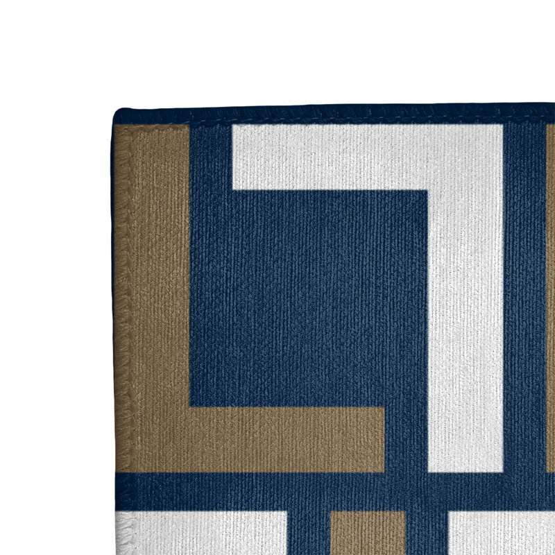 Tapis géométrique bleu / brun / blanc, Rectangle 9 pi x 12 pi