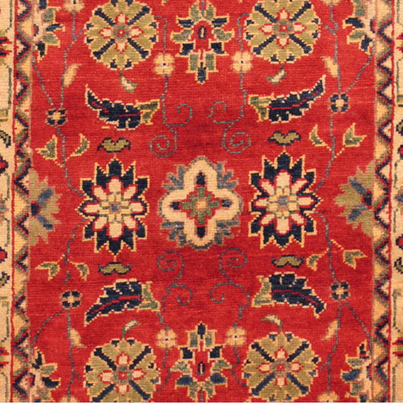 Tapis de couloir unique en laine noué à la main ivoire / rouge 2 pi 8 po x 7 pi 2 po Jevon