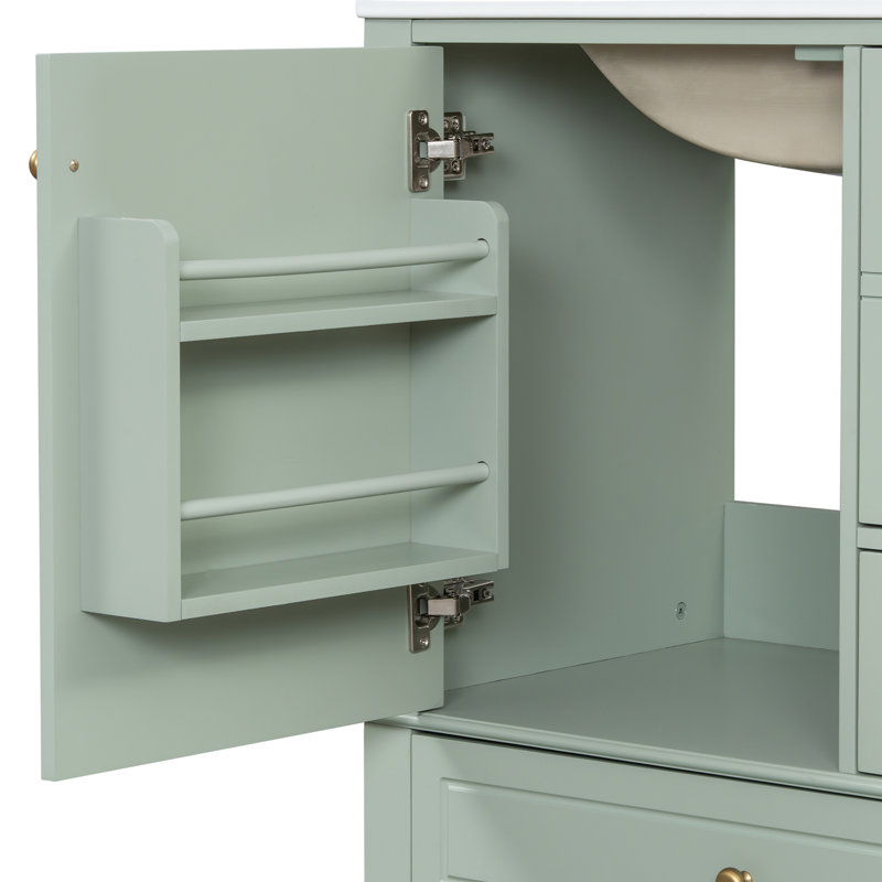Meuble-lavabo de salle de bain avec lavabo, Vert clair