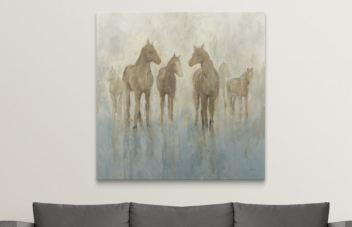«Horses», reproduction d'art, H 35 po x l 35 po x P 1,5 po, Toile