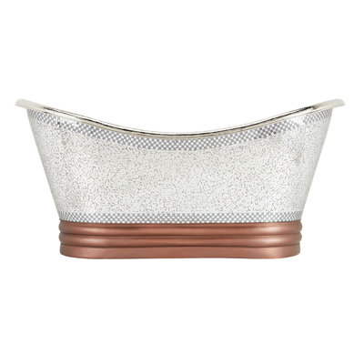 Anastasia 71" Free Standing Copper Soaking Tub with Center Drain, Drain Assembly, and Overflow