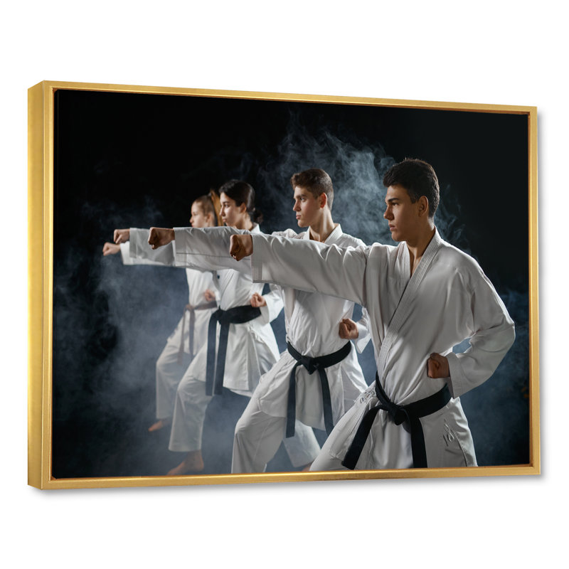 «Martial Arts Fight Fighting Studio I», reproduction sur toile, H 12 po x l 20 po x P 1 po, Cadre flottant doré